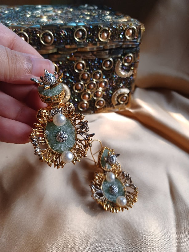 Handcrafted gemstone studded earrings